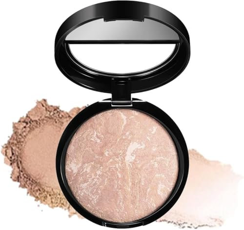 Baked Foundation for Mature Skin, Brighten Color Correcting Powder Foundation, Medium to Full Coverage for Face, Transfer, Long-Lasting 24h Wear Oil-control Shimmer Natural Smooth Makeup (#03)