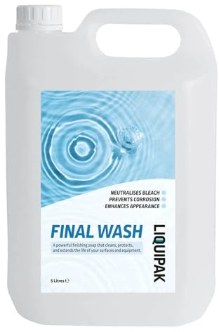 Liquipak Final Wash - Professional Bleach Neutraliser & Surface Protector | Soft Wash Equipment Rinse, Truck & Roof Cleaner | Anti-Corrosion Wax Coating for Vinyl, Metal, Wood & Windows 1 x 5L