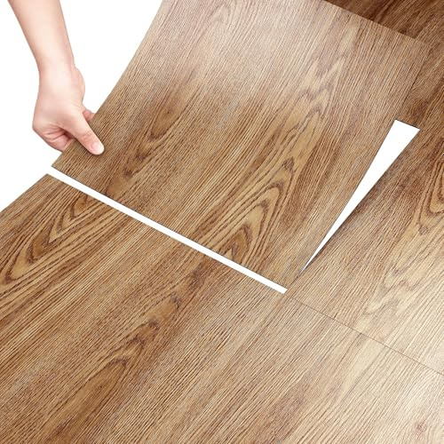 Stickyart 4 Stück Vinylboden Selbstklebend Holz PVC Bodenbelag Selbstklebend Braun 30cm x 30cm Vinylboden Selbstklebende Bodenfliesen Holzoptik Braun für Badezimmer Küche Wohnzimmer Verschleißfest