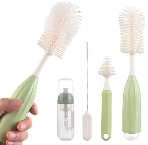 Brosse Biberon Bébé Silicone GoupillonBiberon Lave Nettoyeur Ecouvillon Nettoie Nettoyage Bouteille Gourde Bottle Brush Voyage Portable Set AvecBrosse Tétine et BrosseTube pour Biberons, Tire-Lait