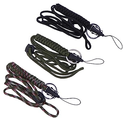 ibasenice 3stücke Ausweishalter aus Paracord Schlüsselanhänger mit Metallhaken Längenverstellbar für Handy Kamera Outdoor-aktivitäten Robustes Polypropylen wasserdichte Hüllenhalterung