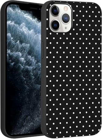 Yirlbey Gepunktet Handyhülle für iPhone 11 Pro Hülle 5,8, Aesthetic Weiß Polka Dot Muster Motiv Design für Mädchen Schutzhülle Weiche Bunt Schwarz Silikon TPU Bumper Ultra Dünn Bumper Case, Punkte