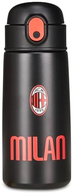 Seven Borraccia termica AC MILAN per ragazzi, Acciaio inox bpa free, Mantenimento temperatura: caldo 12h/freddo 24h, Bambino, Ragazzo, Calcio, Prodotto ufficiale, Idea regalo
