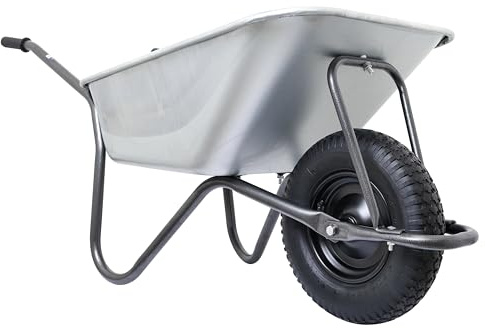 Home It® Brouette Jardin 110L – brouettes Robustes avec Caisse galvanisée, châssis Acier traité anticorrosion, Charge Max 150 kg, Roue pneumatique 2 Plis 4.00×8, poignées Confort