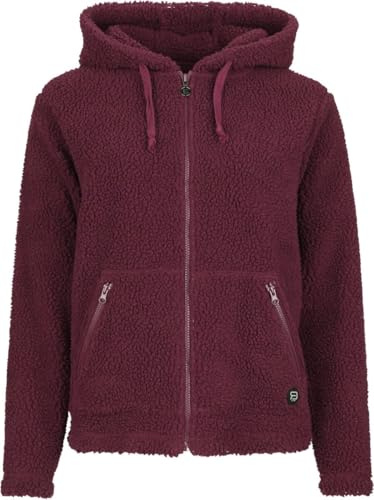 RED by EMP Damen Kapuzenjacke Teddy Fur Hoody Bordeaux