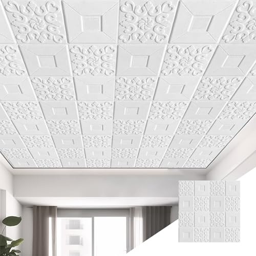 GoldeneAmeisen Styropor Deckenplatten,Deckenverkleidung Selbstklebend,Deckenpaneele 3D,Leichtgewichtig,Wasserdicht öLfest,Nicht Verformbar,FüR Badezimmer Schlafzimmer Wohnzimmer KüChen Wand