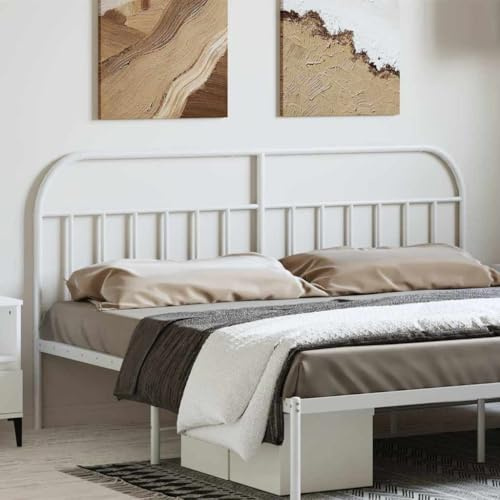 Yunovire Kopfteil Metall Weiß 193 cm für Schlafzimmer, pulverbeschichteter Stahl, Robustes Bett-Kopfteil, langlebig, ideal für Betten mit runden Rohren
