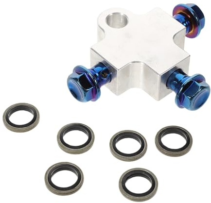 POPETPOP Raccord en T 3 Voies en Aluminium pour Durite de Frein Hydraulique Moto Support Adaptateur avec Boulons Titane Résistants à la Chaleur et Vibrations Montage Précis pour Système