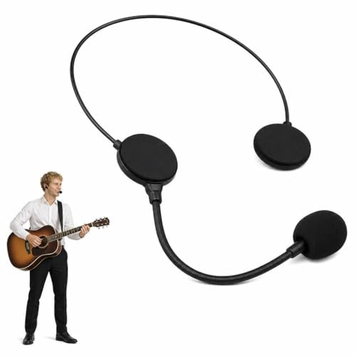 ALLGAYER 1 x schwarzes gefälschtes Mikrofon-Headset, Requisite für Cosplay, Kunststoff-Spielzeugkopf, Mikrofon-Ausrüstung für Popstar-Party-Zubehör, 17 cm lang