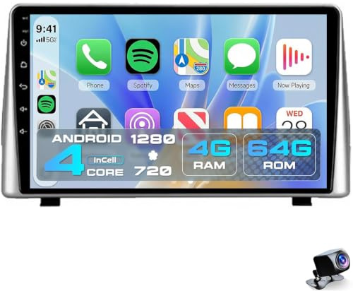 Autoradio Stereo Wireless Carplay per Ch-evrolet Ch-evy Captiva 2018 2019 Touch screen da 9 pollici Navigazione GPS auto Android Bluetooth 5G WiFi Radio FM USB SWC Telecamera di ba(Color:8CORE 6+128G)