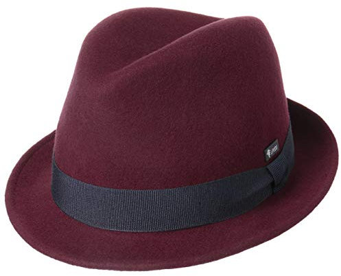 Lipodo Kinderhut aus Wollfilz - Trilby Made In Italy - Filzhut mit Ripsband - Wollfilzhut Sommer/Winter - Fedora für Kids - One Size 52-53 cm Bordeaux One Size