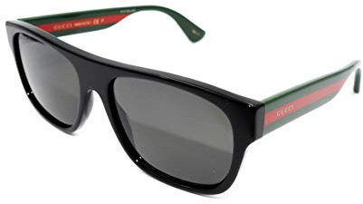 GUCCI Mens GG0341S Sunglasses, Black-Multicolor-Grey, 56