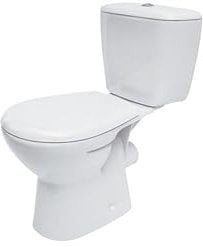 VBChome Stand- WC Toilette Keramik Komplett Set mit Spülkasten WC- Sitz aus Duroplast für waagerechten Abgang Wasseranschluss