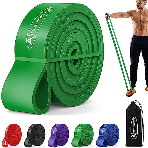 ACTIVE FOREVER Widerstandsband, Fitness-Gummiband, Fitnessband, Geeignet für Krafttraining, Fitness, Pilates, Yoga (Grün 125 Pfund)