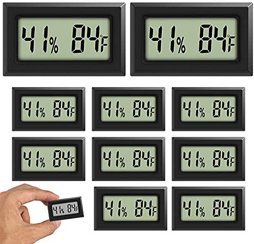 Rojuna Lot de 2 mini hygromètres avec sonde - Écran LCD numérique - Jauge d'humidité intérieure pour aquarium, serre, sous-sol, chambre de bébé