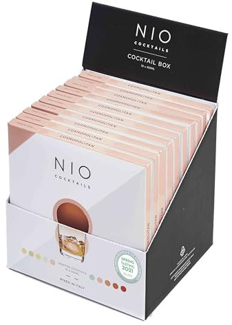 NIO Cocktails - Drink Miscelati da 100ml l'uno, 10 Cosmopolitan (Vodka Ketel One, Cointreau, Sciroppo di Mirtilli Toschi, Acido Citrico Bio, 22% VOL.)