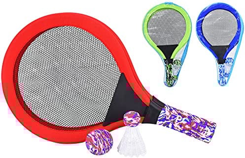 KandyToys Neon Net Tennis Set with Carry Bag | Soft Racket Set Beach Garden Games