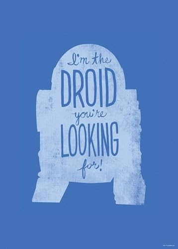 Komar Wandbild - Star Wars Silhouette Quotes R2D2 - Größe: 50 x 70 cm (ohne Rahmen) - Dekoration, Kinderzimmer, Poster, Kunstdruck