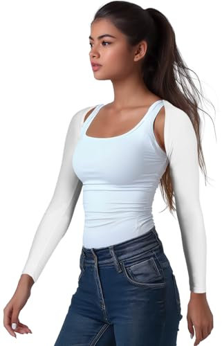 Manchons rafraîchissants pour châle de golf – Manchons de bras pour femmes – Manchons de soleil de golf pour protection solaire, blanc, Medium