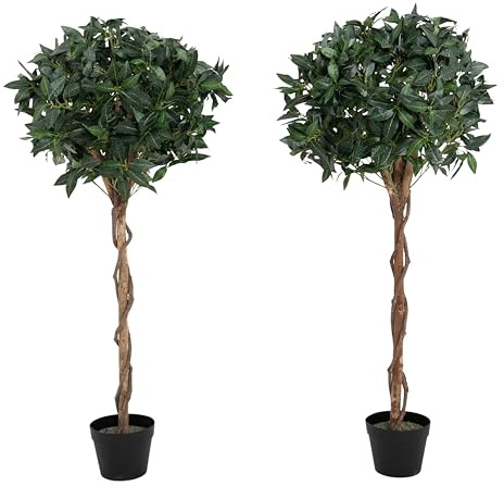 Blooming Artificial - Fake Bay Laurel Tree, Available in Four Sizes, UV Stable Outdoor and Indoor Artificial Topiary Tree (2, 120 cm)