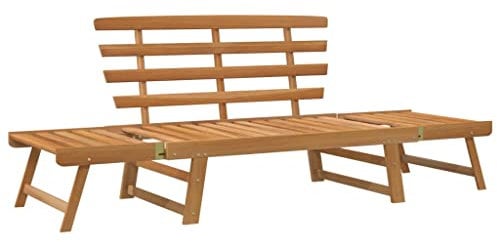 vidaXL Akazienholz Massiv Gartenbank 2-in-1 Sonnenliege Gartenliege Holzbank Sitzbank Tagesbett Gartenbett Liege Relaxliege Bank 190cm