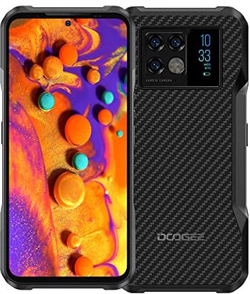 DOOGEE 5G Telephone Incassable V20, Ecran 6,4'' 2K AMOLED, Caméra Triple 64MP+Caméra Vision Nocturne 20MP, Smartphone Android 11 Etanche Antichoc, Dimension 700 Octa Core 8Go+256Go Dual SIM NFC Noir