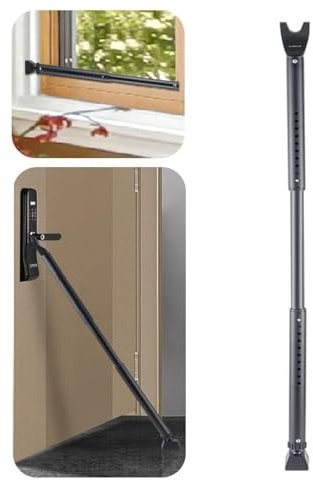 HoneSecur 2-in-1 Door Security Bar & Sliding Patio 28″ Door Stopper Security Jammer Bar Child Proof Adjustable Constructed of High Grade Iron Window Doors Security Bars, Black