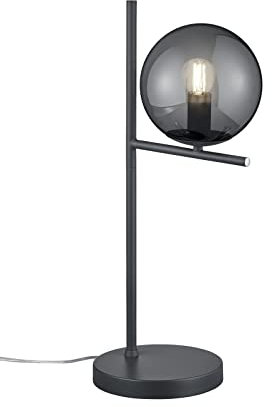 lightling Tischleuchte Paula, anthrazit matt metall, Rauchglas, exkl. 1 x E14 max. 28 Watt, Durchmesser: 18 cm, Höhe: 52 cm