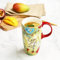 DUSVALLY Ceramic Mug Large Coffee Cup Tall Mugs Porcelain Latte Tea Cup with Lid 17oz,Enjoy Life