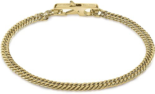 GUESS My Chains Herren-Armband Edelstahl Gourmet Gliederkette mit Krallenverschluss Groß Edelstahl Kristall