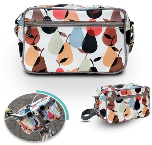 Lenkertasche Fahrradtasche aus bedruckter Plane, mit abnehmbarem Schultergurt, für Frauen Wasserdicht Bike Bag - Design Peras