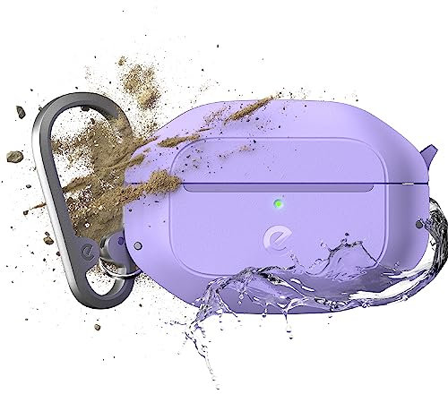 KeyBudz Element, custodia di ricarica impermeabile per Apple AirPods Pro 2, custodia protettiva in materiale riciclato, IP68 antipolvere e impermeabile, lavanda lilla