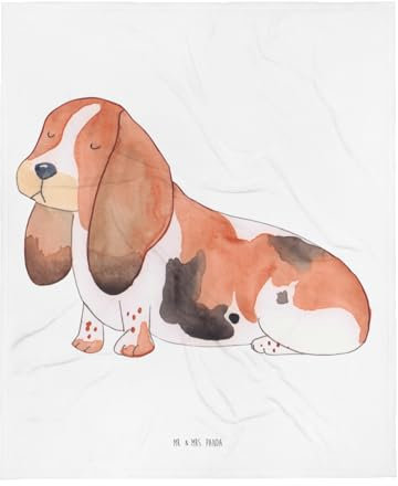 Mr. & Mrs. Panda Kuscheldecke Hund Basset Hound - Geschenk, kinderlos, Hundemama, Hundebesitzer, Wohndecke, Tagesdecke, Hundeliebe, Hundemotiv,