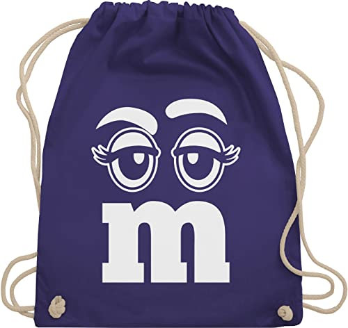 Turnbeutel Rucksack - & Fasching - Taschen - M und M Augen Karneval I Fastnacht I Fasnacht I Fasnet - Unisize - Lila - gym bag festival karnevalsbeutel faschings mm juterucksäcke festivaltasche