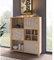 Highboard Regalschrank Kommode mit Schiebetüren in Eiche Nb. mit Wiener Geflecht Nb., B/H/T: ca. 129/150/42 cm