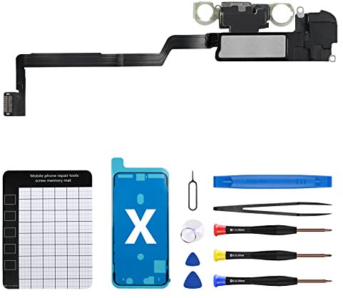 CYKJGS for iPhone X Ear Speaker Replacement OEM Repair Kit for iPhone 10 New Front Earpiece Module with Proximity Sensor Ambient Light Sensor Part Flex Cable Connector Fix Tools Kit A1865 A1901 A1902