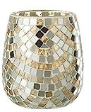 WINDLICHT MOSAIK Glas Silber/Gold MEDIUM