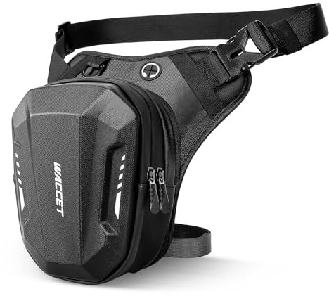 WACCET Sacoche de Jambe Moto, Étanche Sac Capacité Extensible pour Cuisse, Tactique, Homme Femme, pour Course, Randonnée, Cyclisme, Pêche