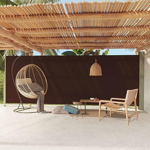 WIFESE Toldo Lateral retráctil de jardín marrón 200x600 cm Toldo Horizontal Exterior Separador Terraza Exterior Toldos Cortavientos Toldos Laterales Exterior Toldo para Patio Balcon Jardin