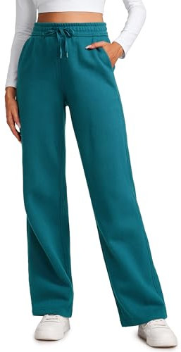 CRZ YOGA Felpa Foderata in Pile di Cotone Femminile Pantaloni Casual Giada Verde 44