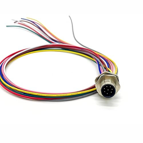 M12 8 Poli maschio connettore cavo, A Codice Impermeabile Montaggio Posteriore Cablaggio Saldatura Aviazione Spina schermato Attuatore Connettori circolari per modulo fieldbus 0.2 meter