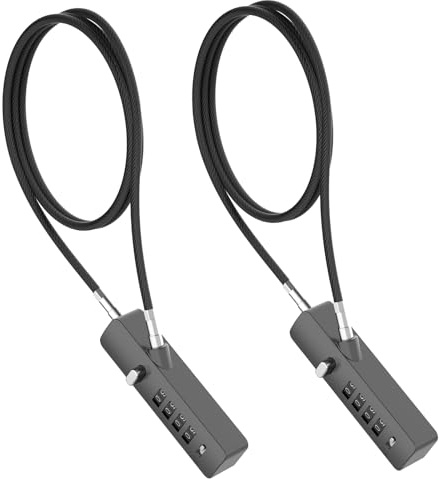 MeBantoo Cable Locks with Combination, Wire Rope 4-Digit Combination Ski Lock with 3 Lengths Steel Cables for Closet Door, Gate, Bike, Luggage, Cabinet, Wardrobe, Fence, Fridge (Gray - 2pcs)