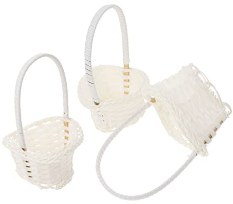 KOMBIUDA Geflochtener Blumenkorb Mit Henkel 15X9X8Cm - Vielseitiger Wicker Blumenmädchen Korb Für Hochzeit Dekoration Und Aufbewahrung Im Landhausstil