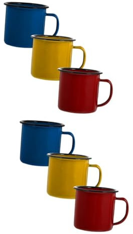 TOPBATHY 6 Piezas Taza de Esmalte Vaso de Café Con Tapas - Almacenamiento de Jugo Vajilla de Esmalte Antiguo Chino