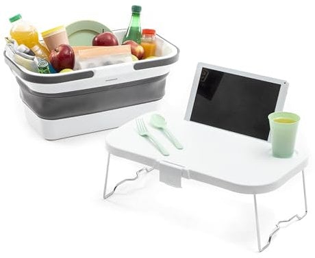 Faltbarer Picknickkorb mit Tisch-Deckel Pickning InnovaGoods, Weiß