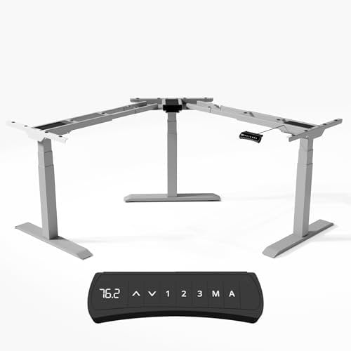 Office Jack® Eckschreibtisch Elektrisch Höhenverstellbar Gestell Memory-Funktion & Anti-Kollision L-Form (Grau, 2 x Verlängerungs-Set)