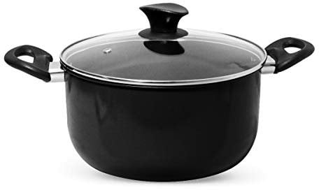 JML World's Greatest Cooking Pot - Unique Free-Swing Colander, Steamer, Pasta and Spaghetti Strainer Pan - Large Capacity, Non-Stick and Dishwasher Safe for Family Meals, Black 20cm