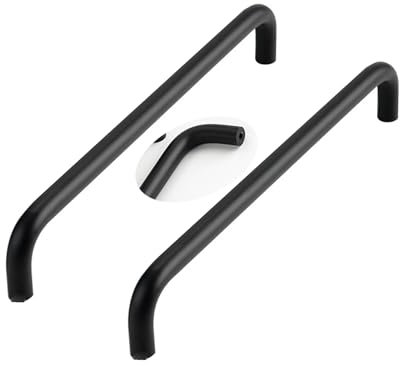 JMCXSM592 2 Stück Möbelgriffe Aluminiumlegierung Bunte Kinderzimmer-Pulls Schrankgriff Doppelt gebogene Form,Profilgriff Türklinken Kleiderschrankgriffe Schubladen Knöpfe (Lochabstand 320mm,Schwarz)