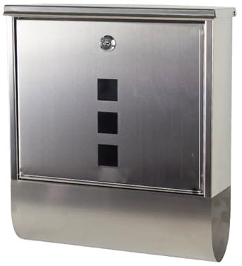 Briefkasten Edelstahl mit Schloss, Postkasten Wasserdichter Mailbox mit Sichtfenster, Großer Wandbriefkasten mit Zeitungsfach(Metallic)