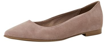 Tamaris Damen Ballerina Leder flach, beige, 39 EU